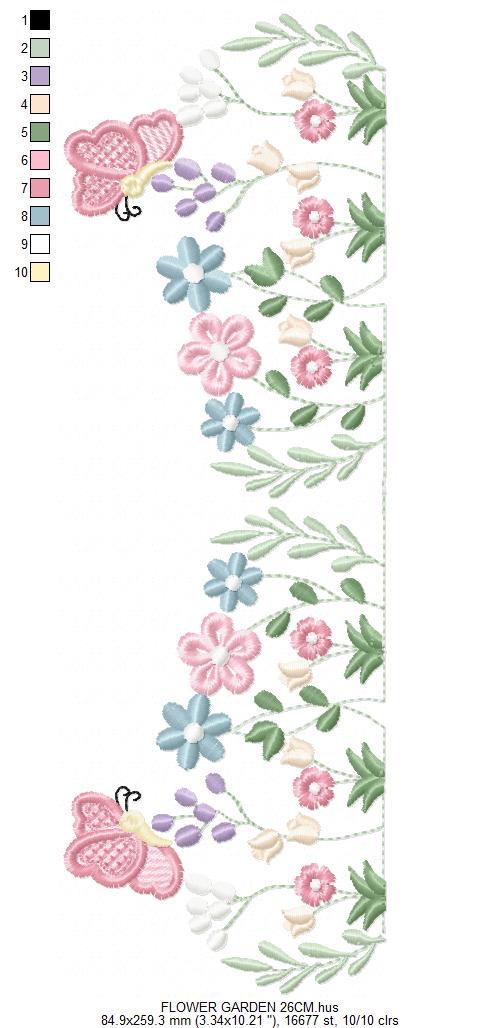 Flower garden embroidery design - Tulip flowers embroidery design machine embroidery pattern - Kitchen Tea towel divider - Instant download