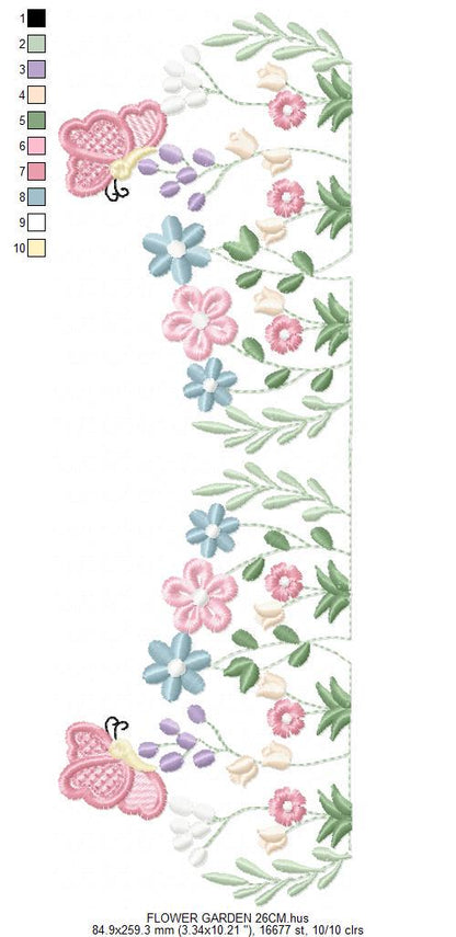 Flower garden embroidery design - Tulip flowers embroidery design machine embroidery pattern - Kitchen Tea towel divider - Instant download