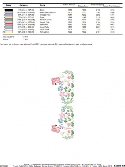 Flower garden embroidery design - Tulip flowers embroidery design machine embroidery pattern - Kitchen Tea towel divider - Instant download