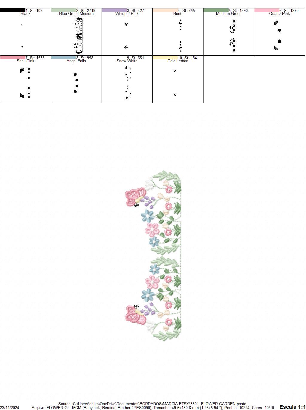 Flower garden embroidery design - Tulip flowers embroidery design machine embroidery pattern - Kitchen Tea towel divider - Instant download