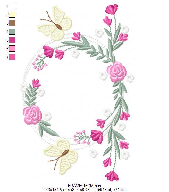 Monogram Frame embroidery designs - Flower embroidery design machine embroidery pattern - Rose wreath embroidery file - Instant download pes