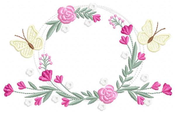 Monogram Frame embroidery designs - Flower embroidery design machine embroidery pattern - Rose wreath embroidery file - Instant download pes