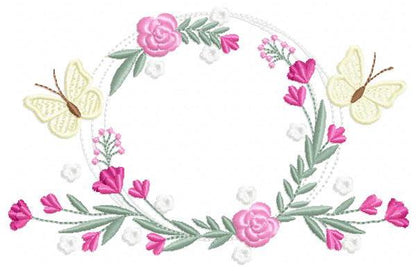 Monogram Frame embroidery designs - Flower embroidery design machine embroidery pattern - Rose wreath embroidery file - Instant download pes