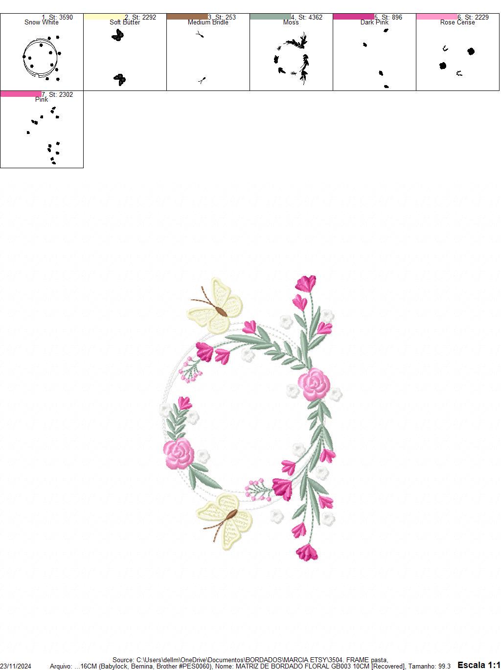 Monogram Frame embroidery designs - Flower embroidery design machine embroidery pattern - Rose wreath embroidery file - Instant download pes