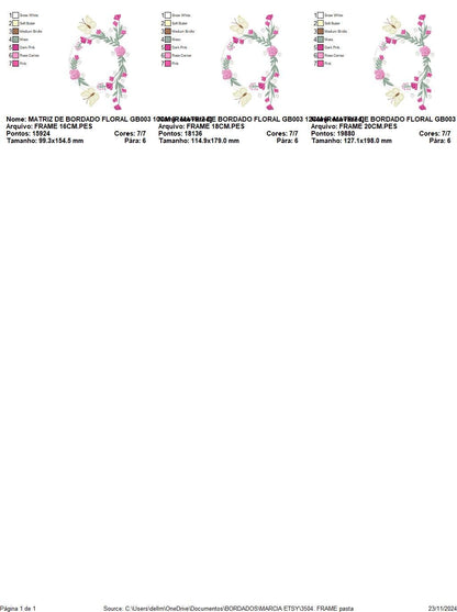 Monogram Frame embroidery designs - Flower embroidery design machine embroidery pattern - Rose wreath embroidery file - Instant download pes