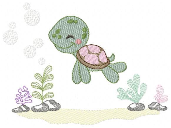 Turtle embroidery design - Ocean sea animal embroidery designs machine embroidery pattern - Baby boy embroidery - Instant download pes jef