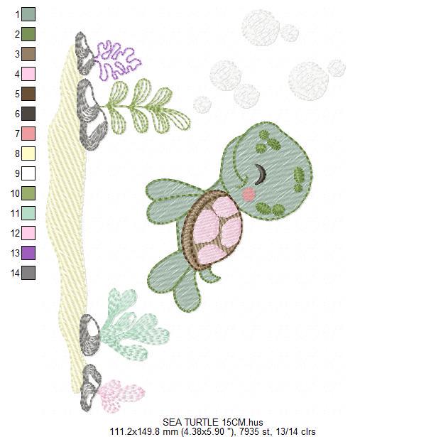 Turtle embroidery design - Ocean sea animal embroidery designs machine embroidery pattern - Baby boy embroidery - Instant download pes jef