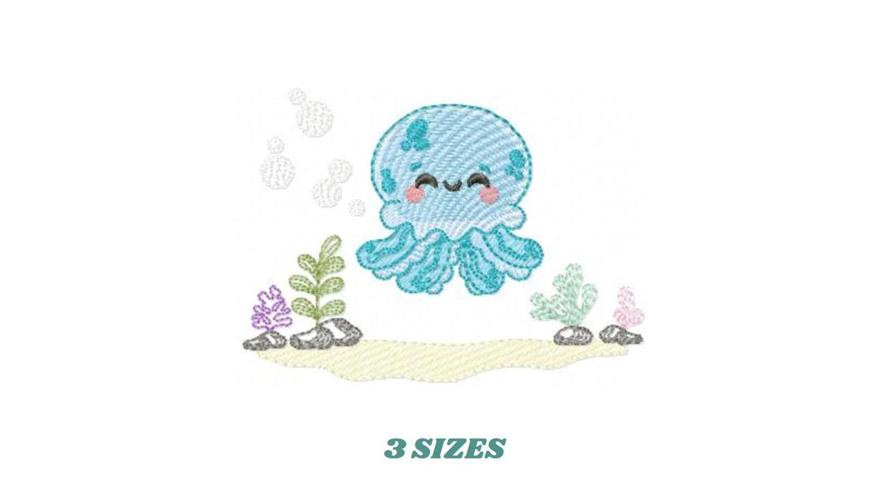 Jellyfish embroidery design - Octopus embroidery designs machine embroidery pattern - Ocean sea animals file - Instant download pes jef dst