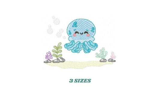 Jellyfish embroidery design - Octopus embroidery designs machine embroidery pattern - Ocean sea animals file - Instant download pes jef dst