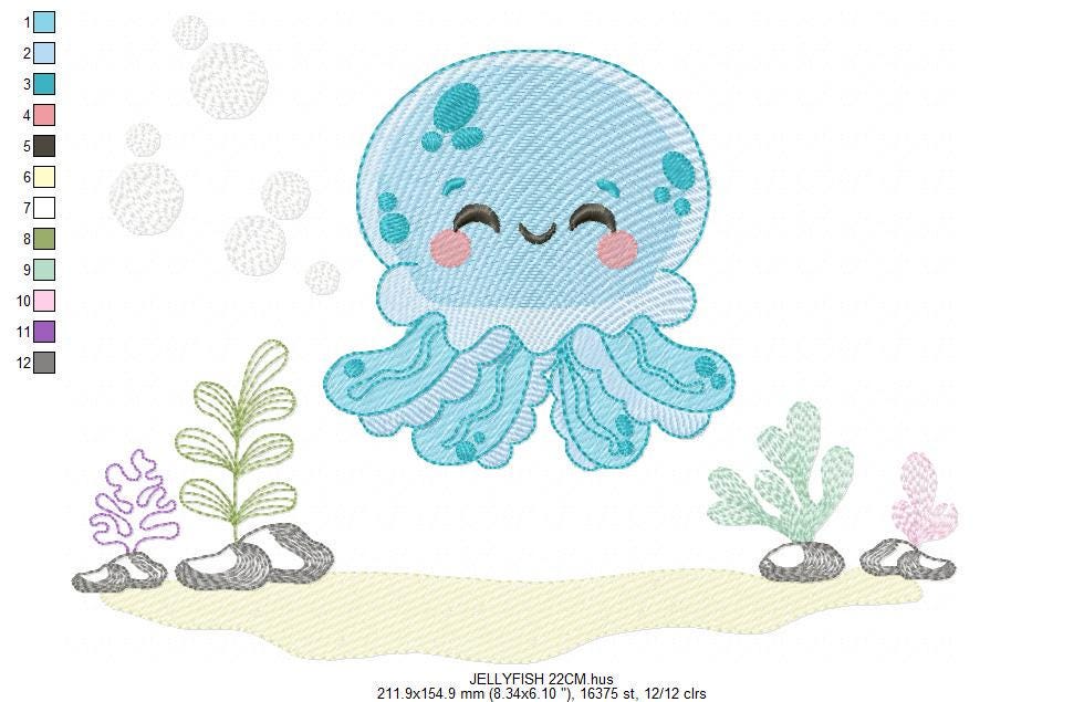 Jellyfish embroidery design - Octopus embroidery designs machine embroidery pattern - Ocean sea animals file - Instant download pes jef dst