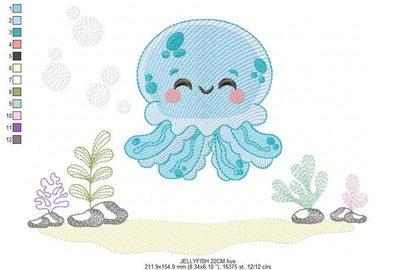Jellyfish embroidery design - Octopus embroidery designs machine embroidery pattern - Ocean sea animals file - Instant download pes jef dst