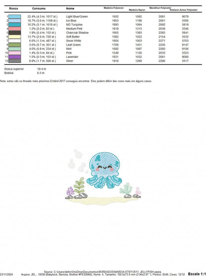 Jellyfish embroidery design - Octopus embroidery designs machine embroidery pattern - Ocean sea animals file - Instant download pes jef dst
