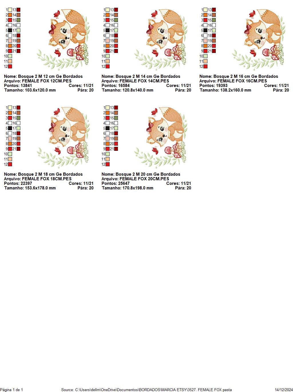 Female Red Fox with lace and mushrooms embroidery designs - Woodland animal machine pattern - Fox with laurel frame - Instant download pes