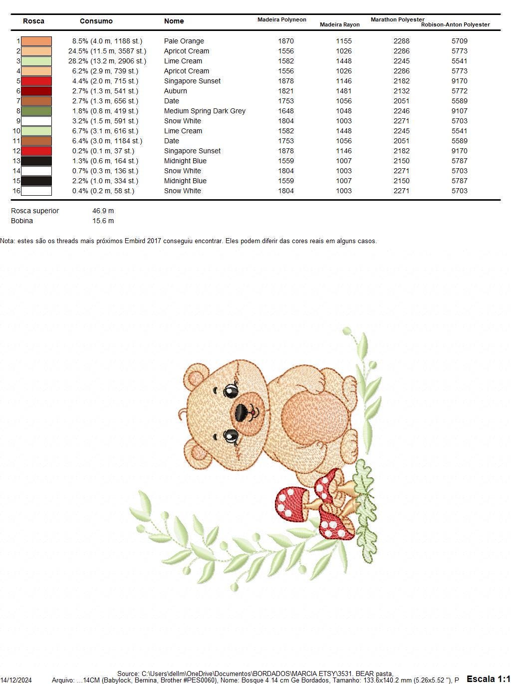 Female Brown Bear embroidery designs - Woodland Wild Animal machine embroidery pattern - Bear with mushrooms file - Instant download pes jef