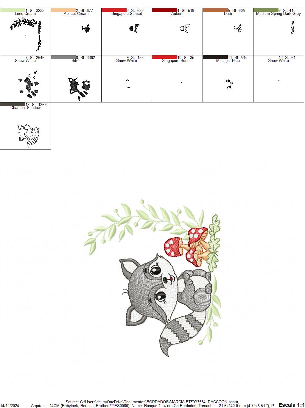 Male Raccoon embroidery designs - Baby boy Woodland animal Ringtail with laurel and mushrooms machine embroidery pattern - Instant download