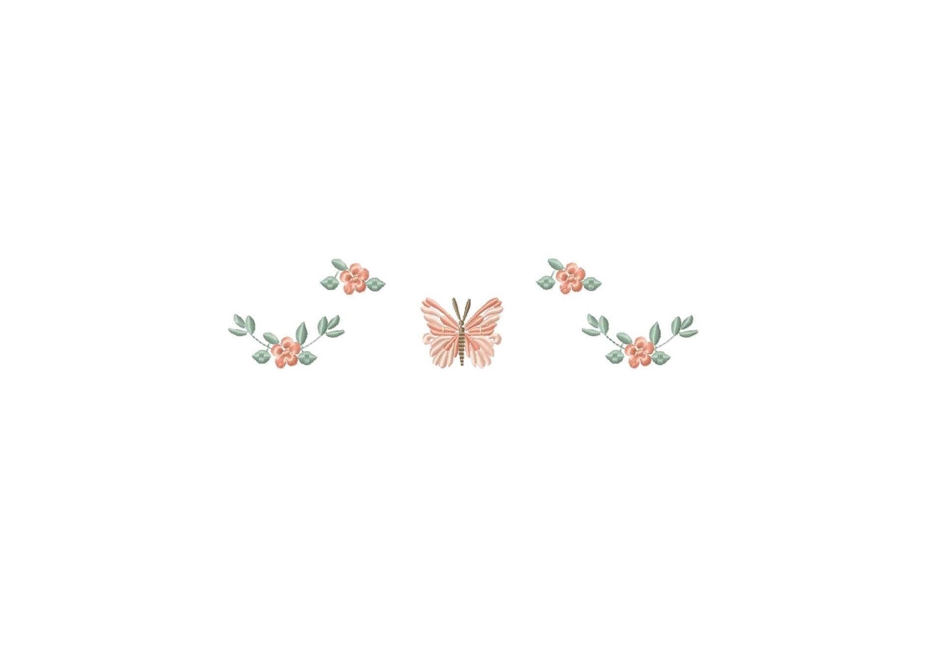 Flower embroidery designs - Butterfly embroidery design machine embroidery pattern - Tea towel embroidery file - Kitchen apron download pes