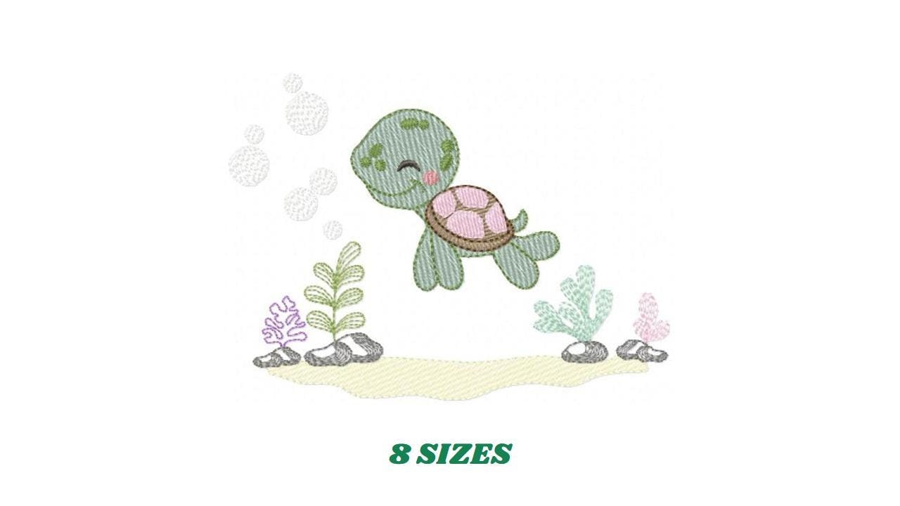 Turtle embroidery design - Ocean sea animal embroidery designs machine embroidery pattern - Baby boy embroidery - Instant download pes jef