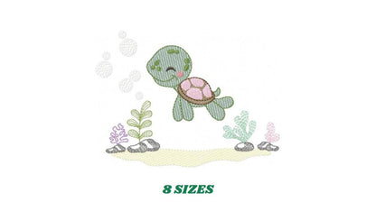 Turtle embroidery design - Ocean sea animal embroidery designs machine embroidery pattern - Baby boy embroidery - Instant download pes jef