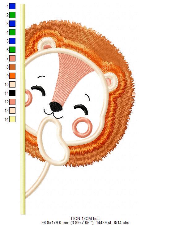 Peek a boo Lion split embroidery designs - Safari wild animal machine embroidery pattern - Lion applique design - Instant download pes jef