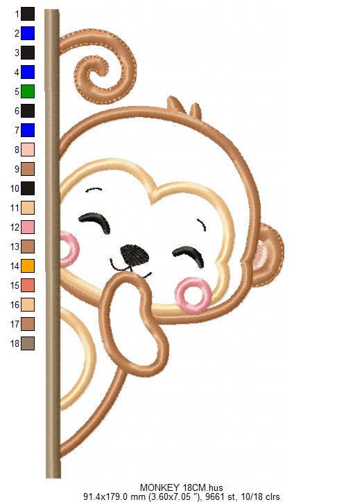 Peek a boo Monkey split embroidery design - Safari wild animal machine embroidery pattern - Baby Boy Monkey applique - Instant download pes