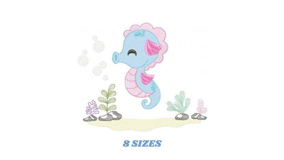 Seahorse embroidery design - Sea Animal embroidery designs machine embroidery pattern - Ocean animal algae seaweed - Instant download pes