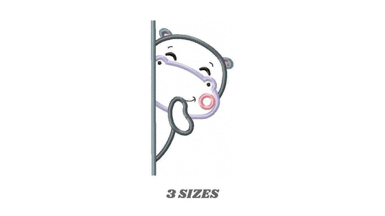 Peek a boo Hippo split embroidery designs - Wild Safari animal machine embroidery pattern - Hippo applique pattern - Instant download pes