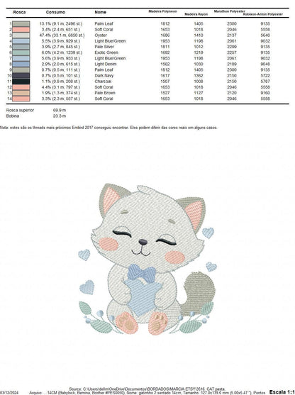 Cat with bow tie embroidery design - Love Kitty embroidery designs machine embroidery pattern - Baby boy file - Instant download pes jef dst