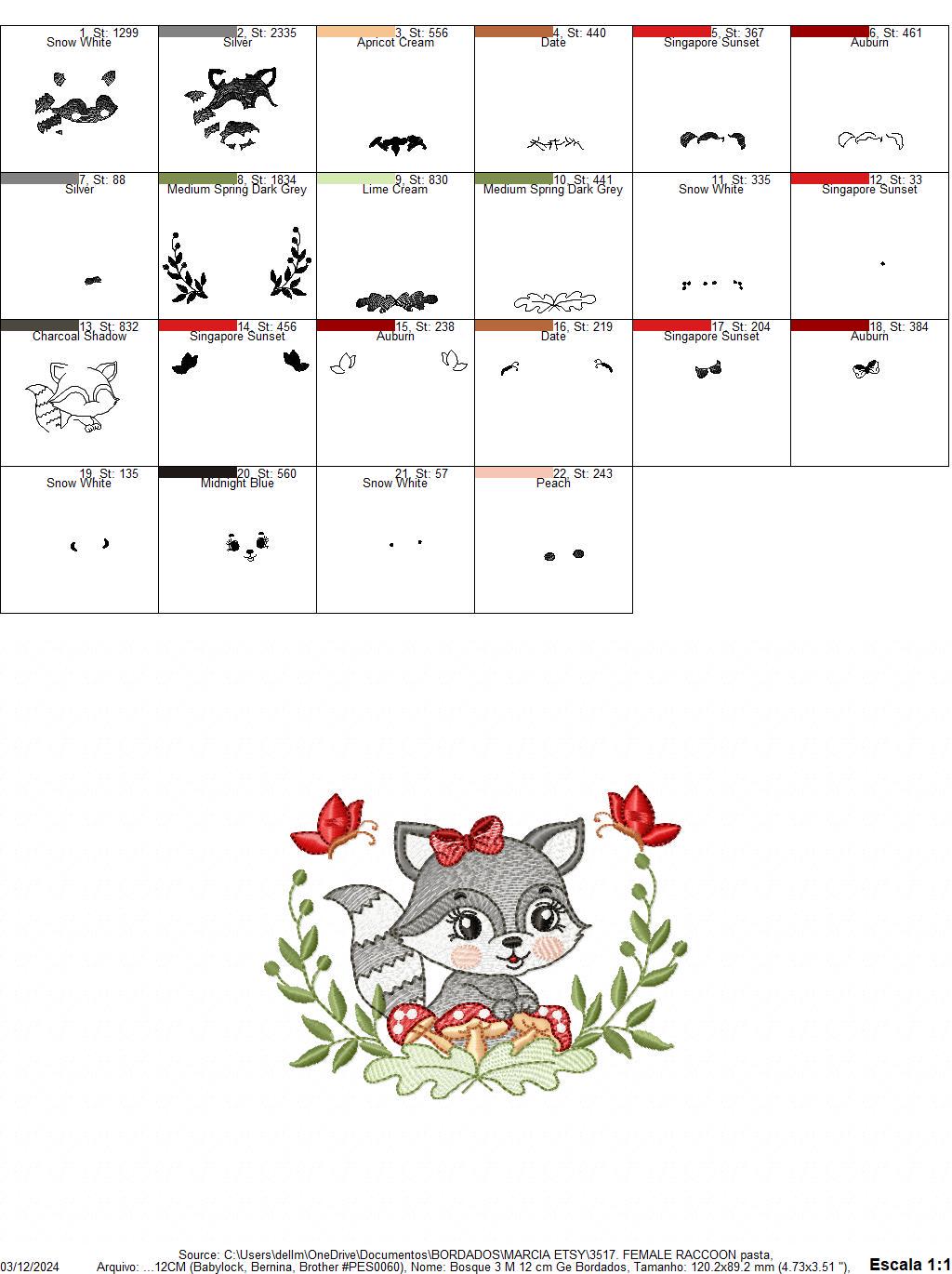 Female Raccoon with laurel frame embroidery designs - Woodland animal with mushroom machine embroidery pattern - Instant download pes jef