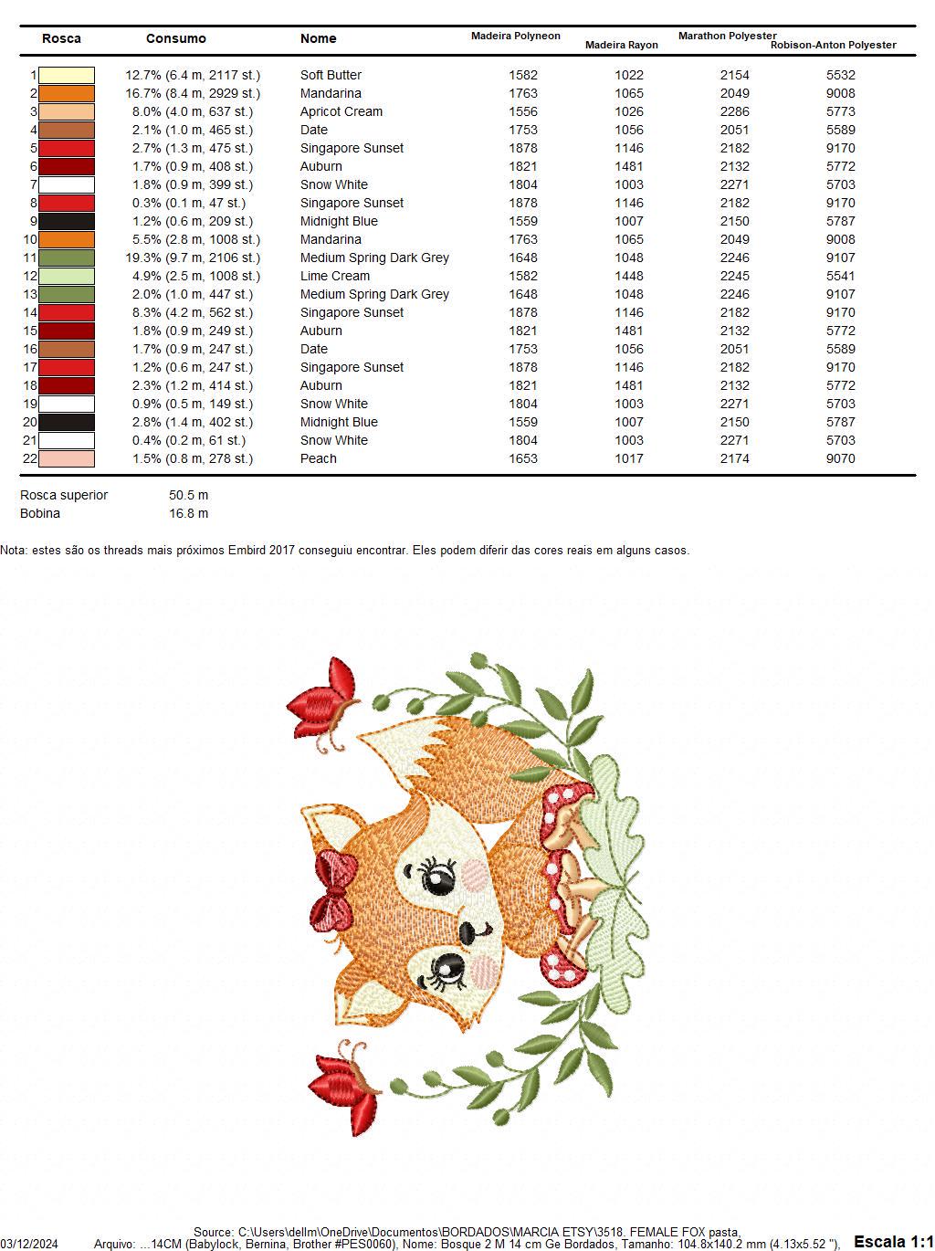 Red Fox embroidery designs - Woodland animal with butterflies machine pattern - Fox tail with lace and mushroom laurel - Instant download