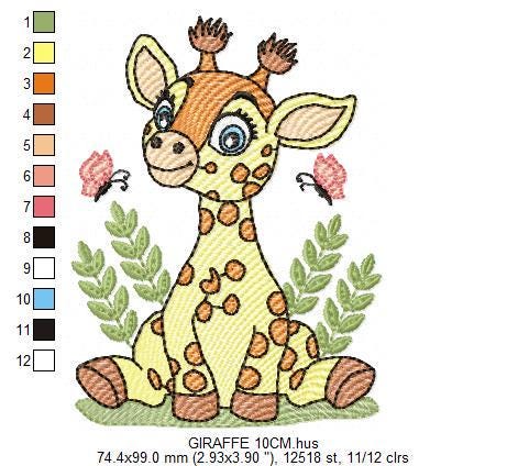 Giraffe embroidery designs - Safari animals embroidery design machine embroidery pattern - Baby girl embroidery file - Instant download pes