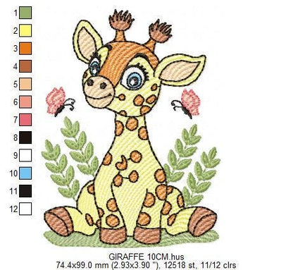 Giraffe embroidery designs - Safari animals embroidery design machine embroidery pattern - Baby girl embroidery file - Instant download pes