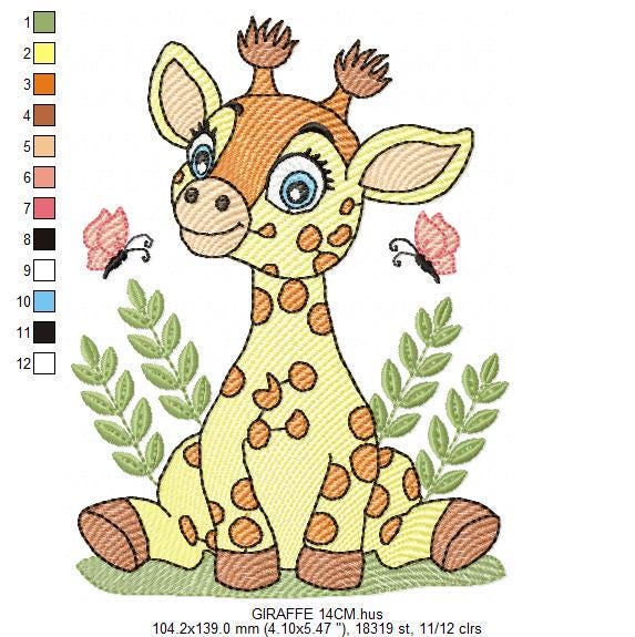 Giraffe embroidery designs - Safari animals embroidery design machine embroidery pattern - Baby girl embroidery file - Instant download pes
