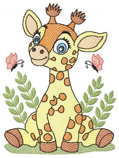 Giraffe embroidery designs - Safari animals embroidery design machine embroidery pattern - Baby girl embroidery file - Instant download pes