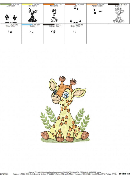 Giraffe embroidery designs - Safari animal embroidery design machine embroidery pattern - Baby boy embroidery file - Instant download pes