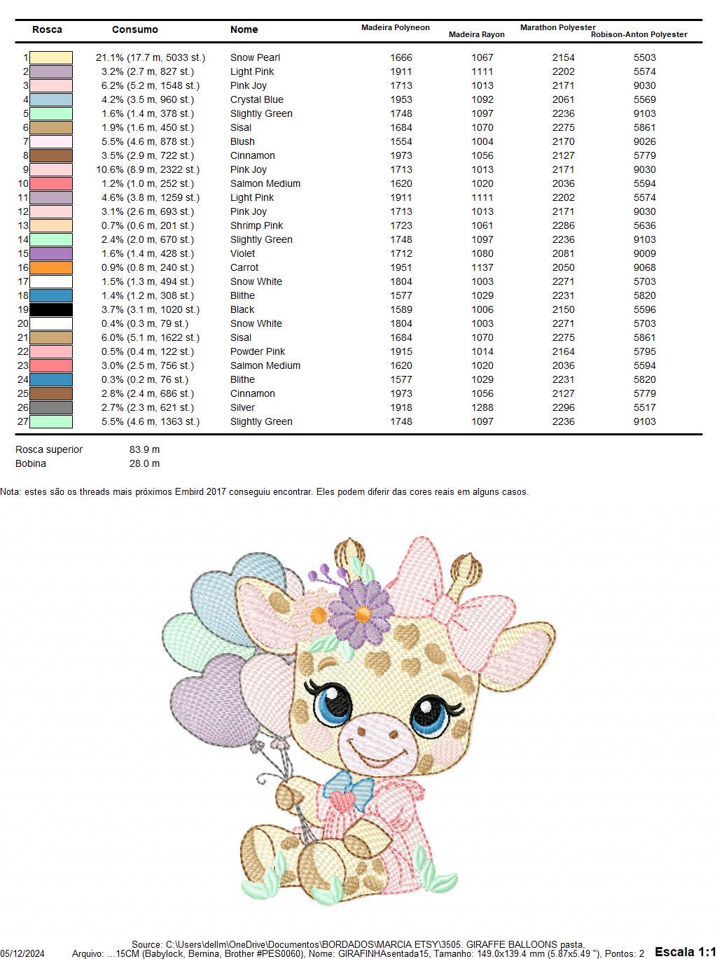 Giraffe with balloons embroidery design - Safari Animal with flowers embroidery machine pattern - Girl Giraffe with lace - Instant download