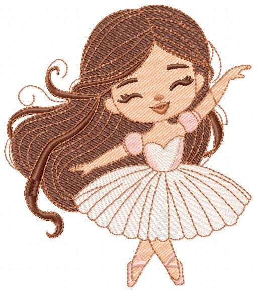 Long hair Ballerina embroidery designs - Ballet dancer machine embroidery pattern - Baby girl file - Instant download pes jef dst vp3 xxx