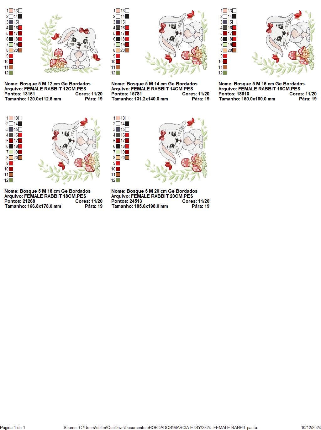 Female Bunny embroidery design - Rabbit with lace and laurel frame machine embroidery pattern - Woodland animal girl - Instant download pes