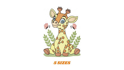 Giraffe embroidery designs - Safari animals embroidery design machine embroidery pattern - Baby girl embroidery file - Instant download pes
