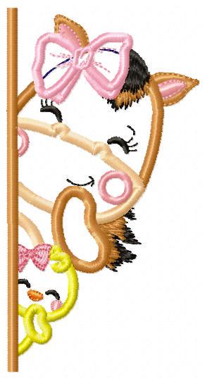 Peek a boo Female Horse split embroidery design - Farm Animal Mare machine embroidery pattern - Horse with chick applique - Instant download