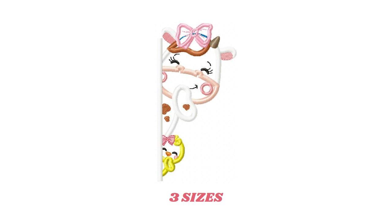 Peek a boo Cow split embroidery design - Farm Animal with chick machine embroidery pattern - Female Cow applique design - Instant download