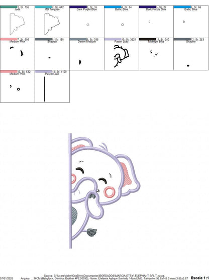 Peek a boo Elephant split embroidery designs - Safari Animal machine embroidery pattern - Baby boy file Elephant applique - Instant download