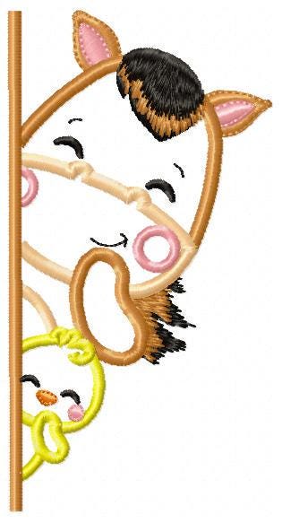 Peek a boo Horse slit embroidery design - Horse machine embroidery pattern - Horse with little chick applique design - Instant download pes