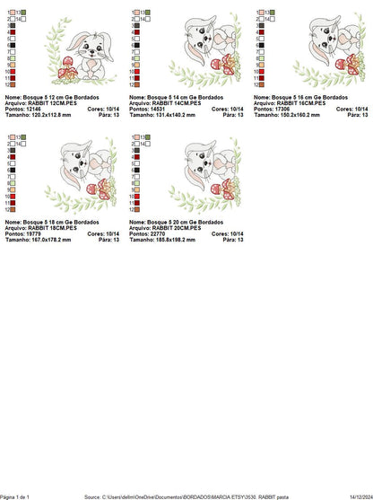 Male Bunny embroidery design - Rabbit with mushrooms with laurel frame machine embroidery pattern - Woodland animal file - instant download