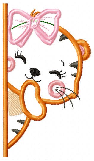 Peek a boo Female Tiger split embroidery design - Forest animal with lace machine embroidery pattern - Tiger applique - Instant download pes
