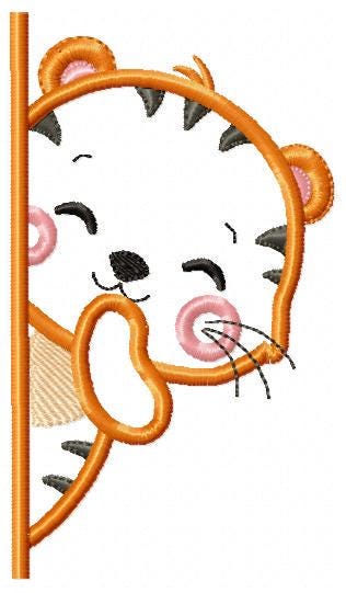 Peek a boo Tiger split embroidery design - Forest wild animal machine embroidery pattern - Tiger applique file - Instant download pes jef