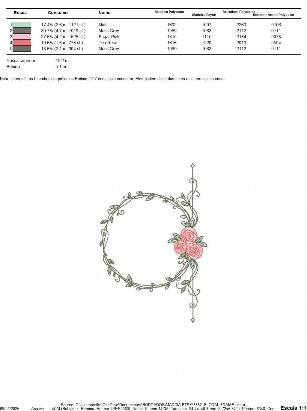 Monogram Frame with roses embroidery designs - Flower laurel wreath machine embroidery pattern - Kitchen tea towel file - Instant download