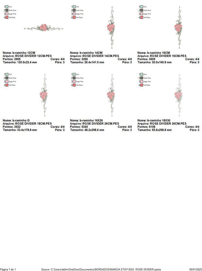 Rose Divider embroidery designs - Roses for kitchen tea towel machine embroidery pattern - Entwined roses file - Instant download pes jef