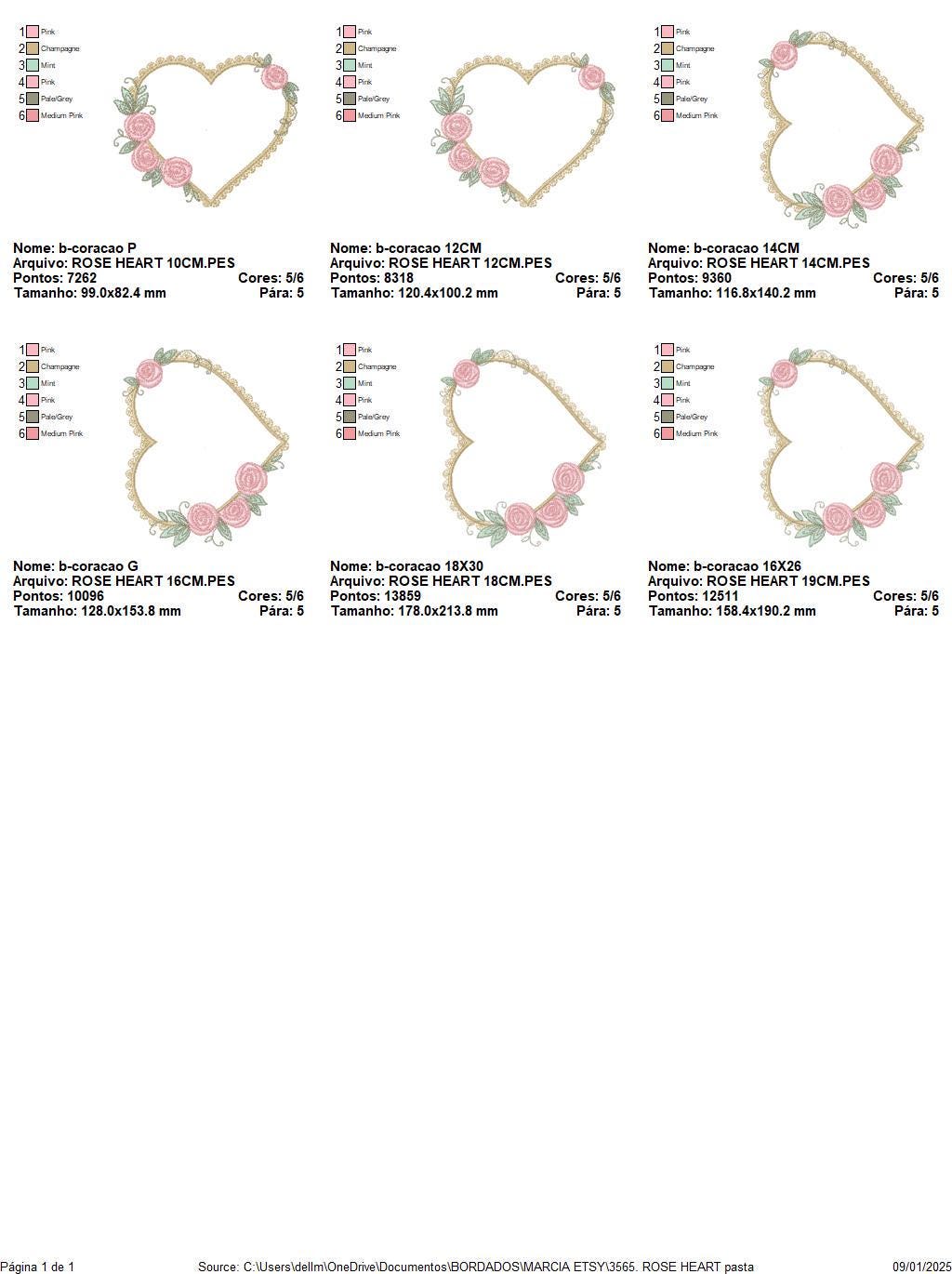 Heart with roses embroidery designs - Monogram Flower frame machine embroidery pattern - Monogram Frame file - pes Instant download pes jef