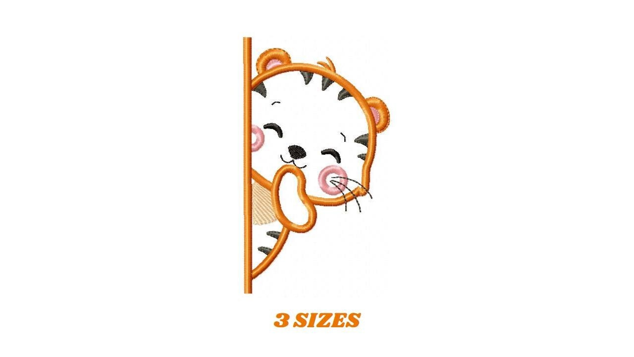 Peek a boo Tiger split embroidery design - Forest wild animal machine embroidery pattern - Tiger applique file - Instant download pes jef