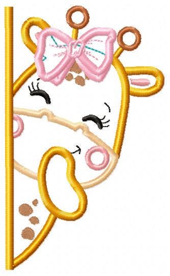 Female Giraffe with lace embroidery design - Peek a boo Safari Animal split machine embroidery pattern - Giraffe applique - instant download